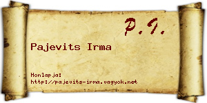 Pajevits Irma névjegykártya